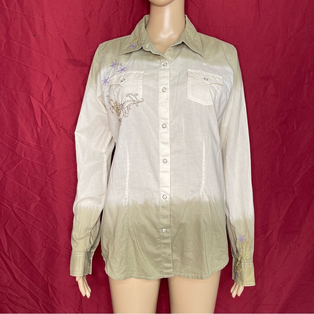 Twenty X Tailored Fit Pearl Snap Embroidered Hombre Western Shirt Medium
